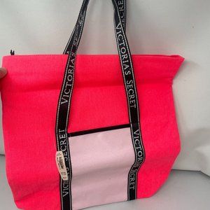 New Victoria's Secret Insulated Tote Bag Cooler Bag Pink Zip Up Tote Large Rare